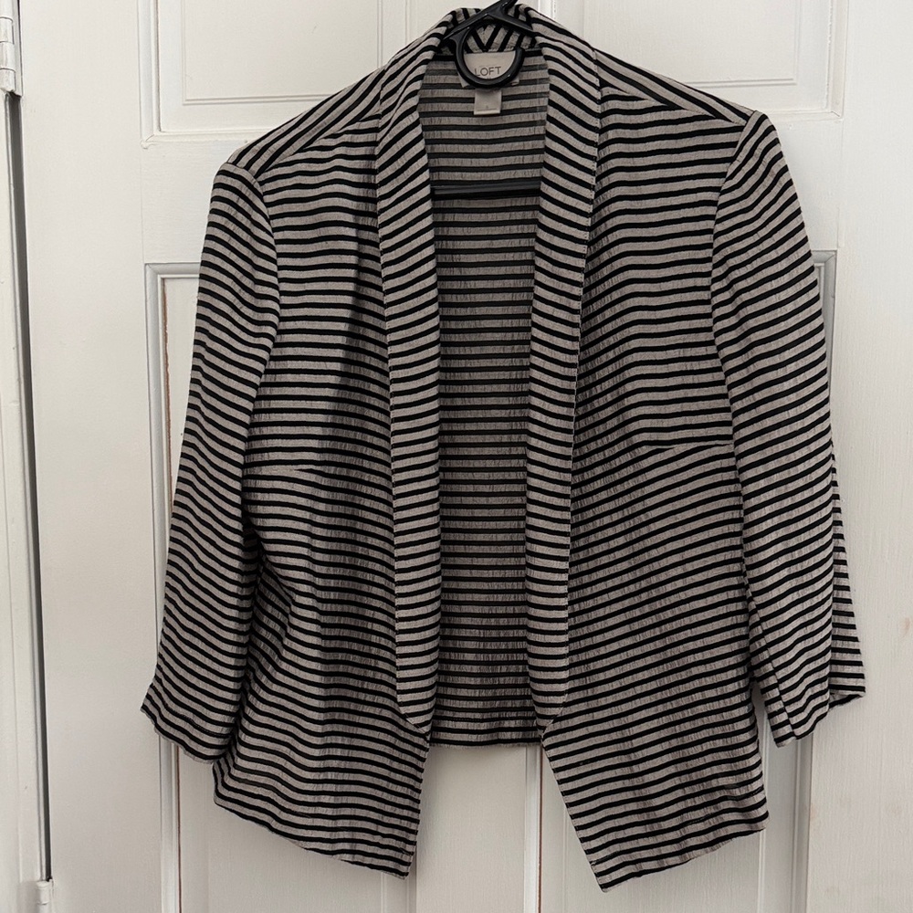 LOFT Black and Silver Striped Jacket